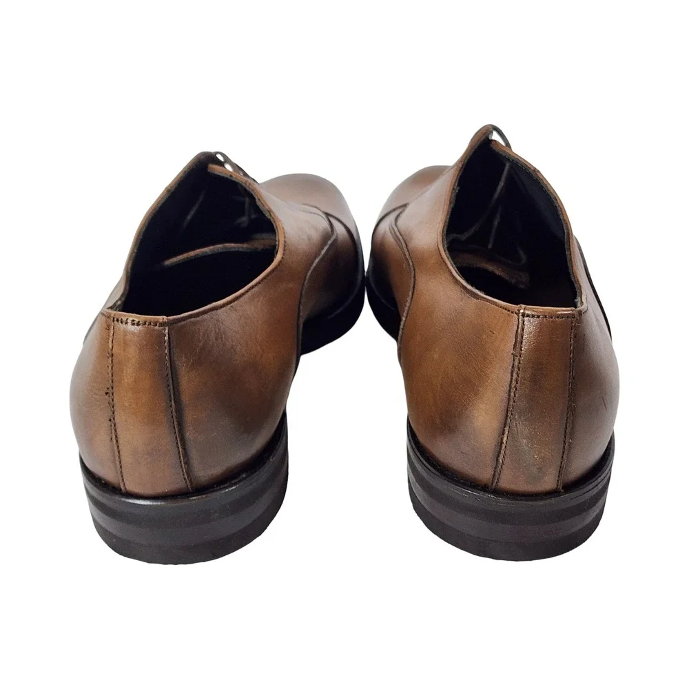 Martin Dingman Brown Leather Cap-Toe Oxfords